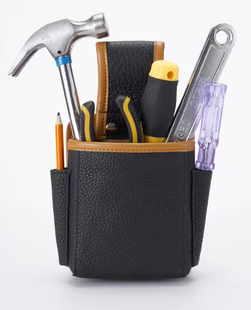 Compuda Genuine Leather Tool Belt Pouch with Hammer Holder Tool Pouch with Belt Leather Belt Tool Pouch for Men/Women (Tool Hammer Pouch) (Black-C)