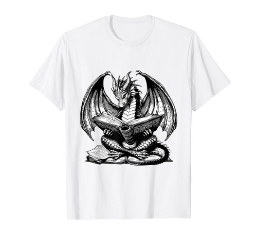 Dragon Reading Book Bookworm Books Dragon Lover Learning T-Shirt