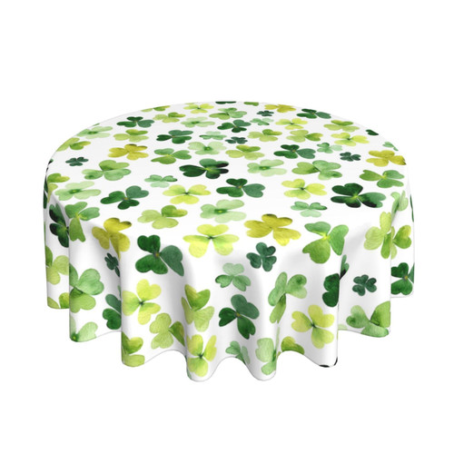 Aitukang St Patricks Day Tablecloth,Round Tablecloth 70 Inch,Watercolor Shamrock Table Cloth Washable Water Resistant Polyester Table Cover for Kitchen Dining Table Party Decoration