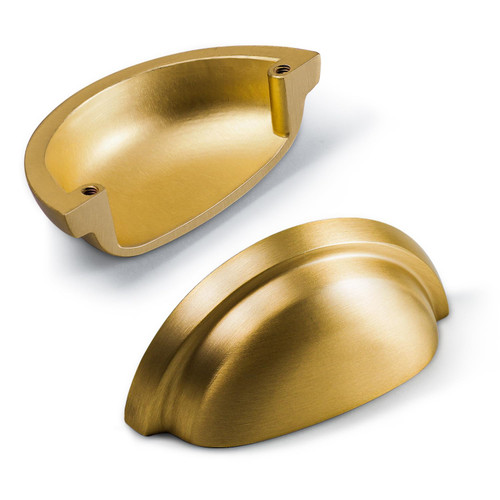 SAILANKA 2 Pack Cabinet Knobs Pulls Drawer Knobs Solid Brass Furniture Dresser Cupboard Kitchen Hardware Pulls Knobs Handle, Brushed Brass