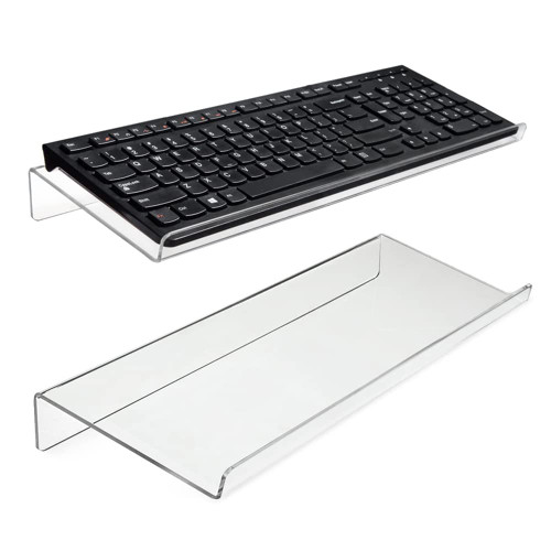 Surakey Clear Acrylic Tilted Computer Keyboard Holder for Easy Ergonomic Typing, Keyboard Stand for Office Desk, Home, School, Tabletop Tilt Keyboard Rack Transparent