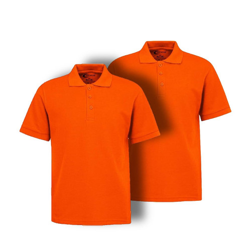 Premium Wear 2-Pack Boys School Uniform Short Sleeve Stain Guard Polo Shirt Orange Large