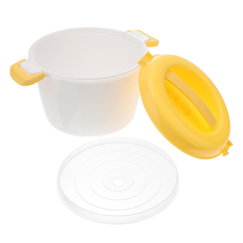 CALLARON Soup Microwave Rice Cooker Steamer Bowl: Portable Oven Food Steamer Pot Small Pasta Cooker Fish Vegetable Steaming Bowl Food Container Ramen Cookware Random Color L Bento Lunch Box