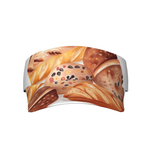 Painted Bread Sunscreen Visor Hats for Women Men Sports Sun Visor Hats Empty Top Baseball Sun Cap Black