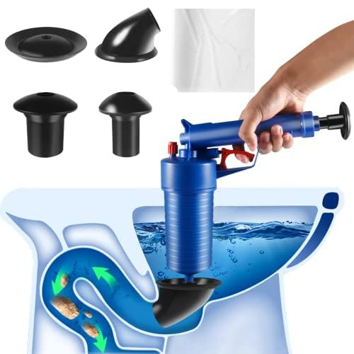 JIAFEI JOIE Air Drain Blaster, Sink Plunger, Drain Clog Remover Tool, High Pressure Drain Blaster Gun, Powerful Toilet Plunger-Blue for Kitchen Sink, Toilet, Bathroom, Shower, Clogged Pipe (Blue) JIAFEI JOIE Air Drain Blaster, Sink Plunger, Drain Clog Remover Tool, High Pressure Drain Blaster Gun, Powerful Toilet Plunger-Blue for Kitchen Sink, Toilet, Bathroom, Shower, Clogged Pipe (Blue)