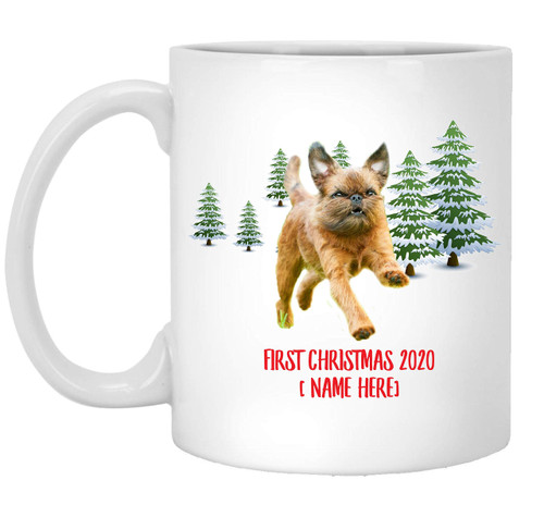 Personalized Name Custom Year Brussels Griffon Bruxellois Gray Red Dog First Christmas 2023 Gifts New Years 2024 Decorations Winter Coffee Mug White 11oz