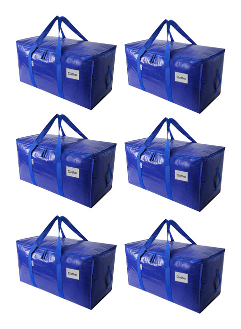 ElegantPak 6 Pack Extra Large Heavy-Duty Moving Bags with Carrying Handles & Zippers, Storage Tote for Space Saving, Folds Flat ElegantPak 6 Pack Extra Large Heavy-Duty Moving Bags with Carrying Handles & Zippers, Storage Tote for Space Saving, Folds Flat