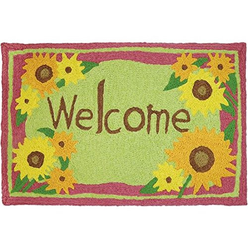 Home Comfort Jellybean Indoor Outdoor Rug "Welcome" Sunflowers