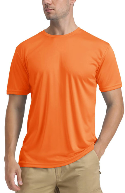 TACVASEN Men's Short Sleeve SPF Shirts for Men UPF 50+ Shirt Outdoor Quick Dry Running Shirts Performance T-Shirts Moisture Wicking Shirts Orange XL