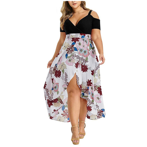 Plus Size Dress for Wedding Guest Summer Dresses for Women 2024 Plus Size Beach Dress Casual Print Boho High Low Floral Print V-Neck Split Maxi Dress Black X-Large Plus Size Dress for Wedding Guest Summer Dresses for Women 2024 Plus Size Beach Dress Casual Print Boho High Low Floral Print V-Neck Split Maxi Dress Black X-Large