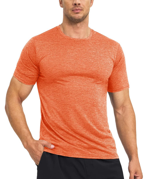 MAGCOMSEN Fishing Shirts for Men Short Sleeve Quick Dry T-Shirt Active Shirt Workout Breathable Shirts Workout Shirts Orange