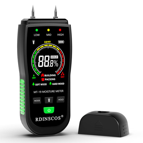Wood Moisture Meter, Firewood Moisture Tester, Drywall Moisture Detector Professional Moisture Content Meter Lumber Logs Concrete Floors Carpet Ceiling Building Material