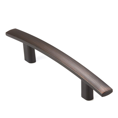 CAULDHAM 5 Pack Solid Kitchen Cabinet Arch Pulls Handles (3" Hole Centers) - Modern Curved Drawer/Door Hardware - Style M242 - Oil Rubbed Bronze