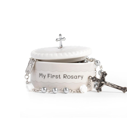 White My First Rosary and Keepsake Box, Blessed Baptism Gifts for Girl or Boys, Stunning First Communion Gifts for Girls or Blessed Christening Gift for Boys, Rosary Beads and Catholic Gift Box White My First Rosary and Keepsake Box, Blessed Baptism Gifts for Girl or Boys, Stunning First Communion Gifts for Girls or Blessed Christening Gift for Boys, Rosary Beads and Catholic Gift Box