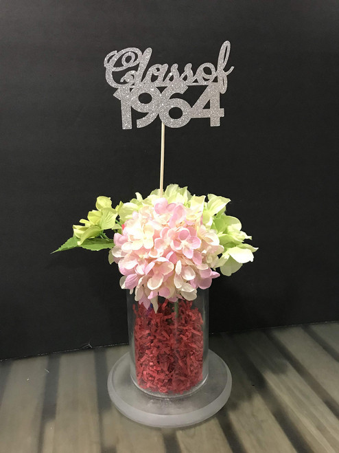 1964 Reunion Table centerpiece sticks, 55th High School Reunion Party Table, Class of 1964 Cutouts, Glitter Class Reunion cutouts, 1964, class reunion 2019