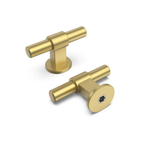 homdiy 5 Pack Gold Cabinet Knobs Brushed Brass Drawer Knobs, Solid Kitchen Cabinet Knobs Hardware Knobs for Dresser Drawers