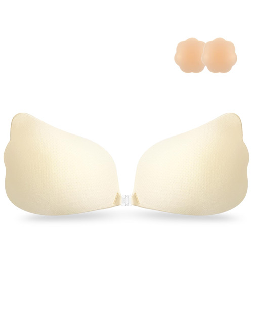 Niidor Adhesive Bra Silicone Strapless Sticky Bra for Women Push Up Invisible Backless Bra