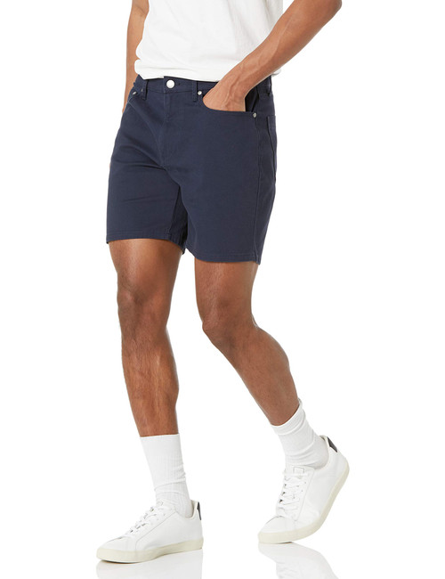 Amazon Essentials Men's Slim-Fit 9" Inseam Stretch 5-Pocket Short, Midnight Blue, 33