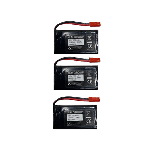 Sky Viper Drone S1700 S1750 V2400HD V2450FPV V2450GPS Scout Journey Drones Compatible Battery 3.7v 750mAh High Capasity (Set of Three)
