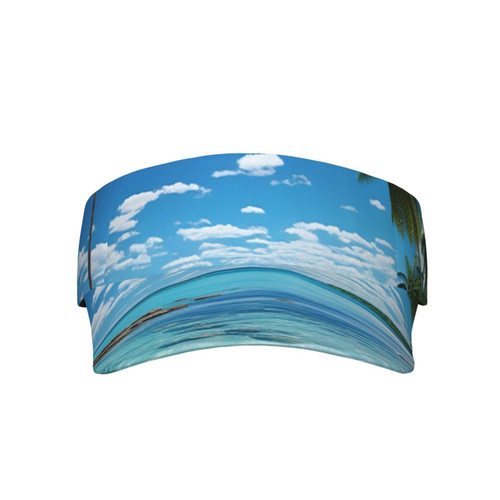 Beach Palm Tree Sunscreen Visor Hats Sports Sun Visor Cap Adult Empty Top Baseball Cap for Women Men Black