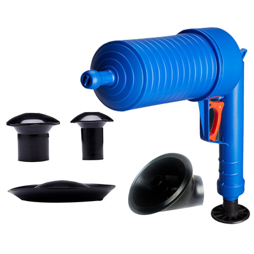 Cndiyald Toilet Plunger, High Pressure Drain Plunger with 4 Suckers, Blue Kitchen Sink Sewer Dredge Tool, Toilet Plunger Sewer Dredge Cleaning Tool,High Pressure Air Drain Pipe Dredge Tools