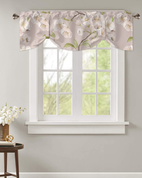 Tie Up Valance for Kitchen Windows,Spring Green Plant Peach Floral Blossom Adjustable Valances Rod Pocket Short Curtain,Country Flower Brown Back Tie Up Curtains Valance for Bedroom Bathroom 42x18in Tie Up Valance for Kitchen Windows,Spring Green Plant Peach Floral Blossom Adjustable Valances Rod Pocket Short Curtain,Country Flower Brown Back Tie Up Curtains Valance for Bedroom Bathroom 42x18in