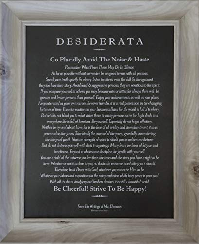 Desiderata Poem by Max Ehrmann 14x17 Blackboard Chalk Art in Whitewash MDF Wood Frame