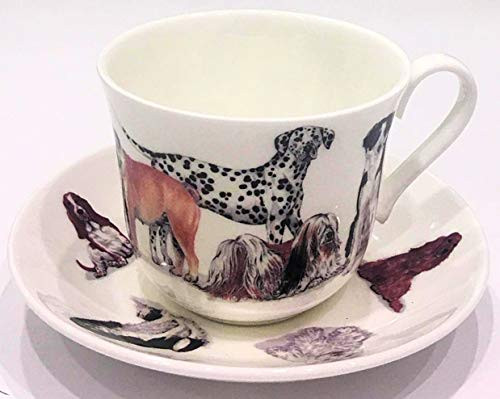 Roy Kirkham, England, Fine Bone China Dog Lover Breakfast Tea Cup and Saucer Set