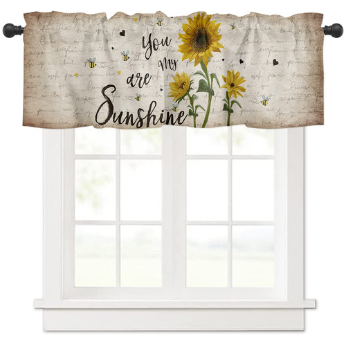 Miaklek Window Valances Sunflowers You are My Sunshine 1 Panel, 54 x 18 Inch Window Treatment Decor Curtains Rod Pocket Valances for Kitchen/Living Room