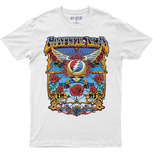 Liquid Blue Grateful Dead Flying SYF Aoxomoxoa T-Shirt, White, Large