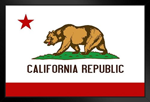 California Republic Bear State Flag Framed Poster 14x20 inch