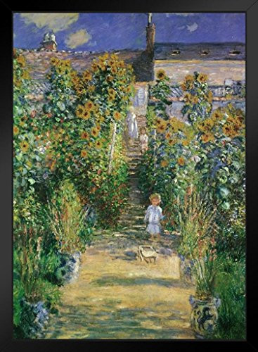Claude Monet The Artists Garden at Vtheuil 1880 French Impressionist Painting Art Framed Poster 14x20 inch