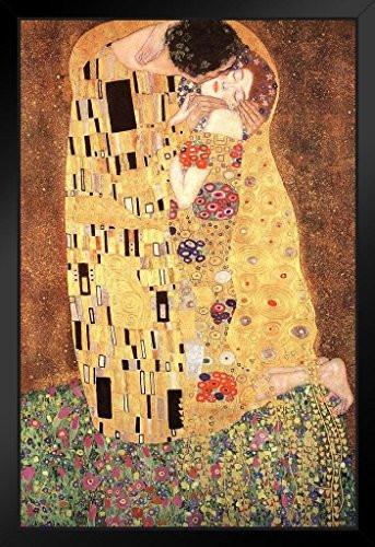 Gustav Klimt The Kiss 1908 Austrian Symbolist Art Nouveau Print Framed Poster 14x20 inch