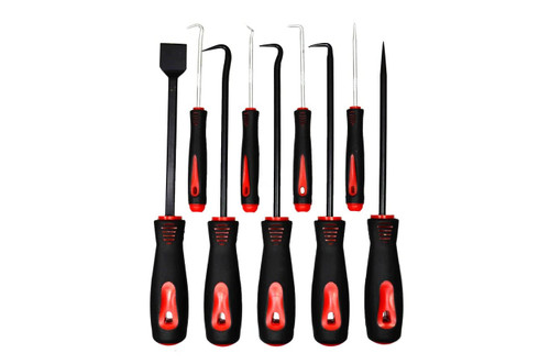 PT Auto Warehouse 90003 - Scraper Hook and Pick Set Car Removal Tools O Rings Seals Rubber Handle, Set of 9pcs