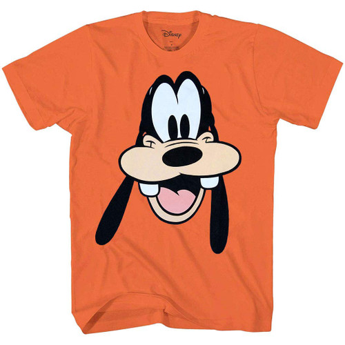 Disney Classic Character Face Costume T-Shirt (Goofy, Orange, Large)