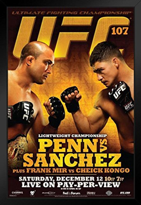 Pyramid America Official UFC 107 BJ Penn vs Diego Sanchez Sports Framed Poster 14x20 inch Pyramid America Official UFC 107 BJ Penn vs Diego Sanchez Sports Framed Poster 14x20 inch