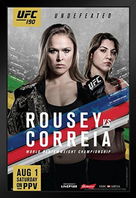 Pyramid America Official UFC 190 Ronda Rousey vs Bethe Correia Sports Framed Poster 14x20 inch Pyramid America Official UFC 190 Ronda Rousey vs Bethe Correia Sports Framed Poster 14x20 inch