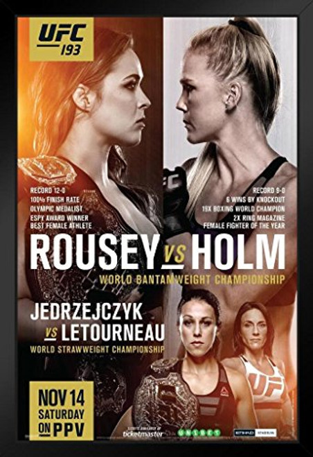 Pyramid America Official UFC 193 Ronda Rousey vs Holly Holm Sports Framed Poster 14x20 inch Pyramid America Official UFC 193 Ronda Rousey vs Holly Holm Sports Framed Poster 14x20 inch