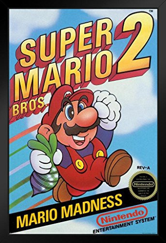 Pyramid America Super Mario Brothers 2 Video Game Gaming Framed Poster 14x20 inch