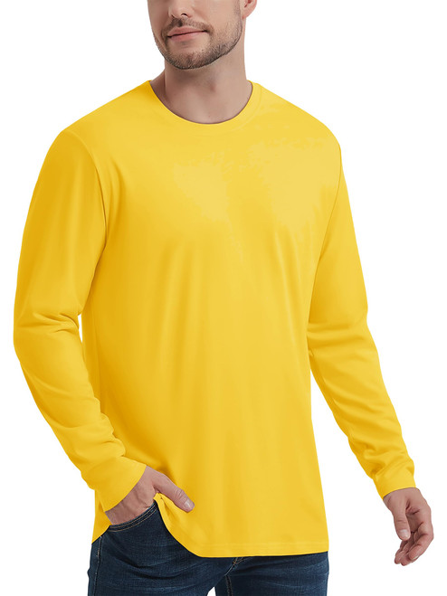 TACVASEN Men's Long Sleeve Shirts Tee Shirts Mens Long Sleeve Tees for Men Yellow Long Sleeve Shirt Yellow M