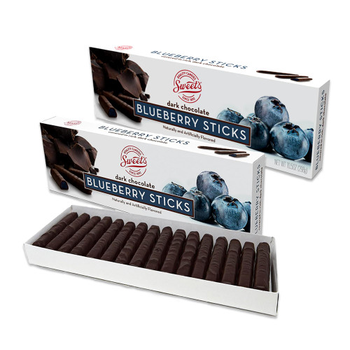 Sweet Candy Dark Chocolate Candy Sticks Blueberry 2 Pack- Dark Chocolate Blueberry Sticks, Sweets Cherry Sticks, Dark Chocolate Blueberry Sticks, Blueberry Chocolate Candy