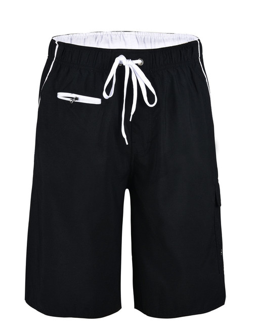 unitop Men's Lightweight Quick Dry Board Trunks Black and White 34