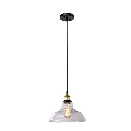 1-Light Glass Pendant Hanging Light, Industrial Edison Vintage Style Light Fixture (Bulb Not Included)