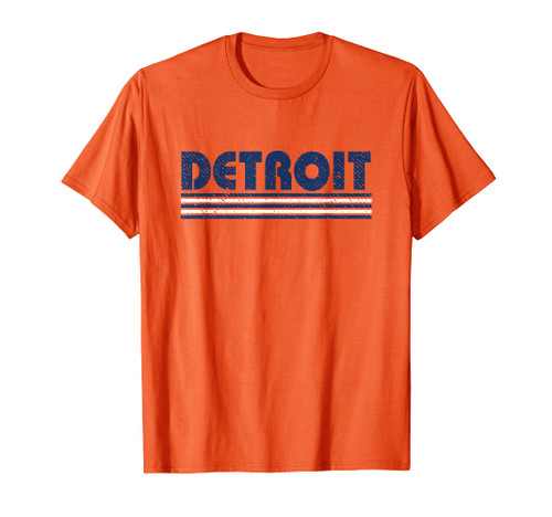 Detroit Vintage 80s Retro Style Orange T-Shirt