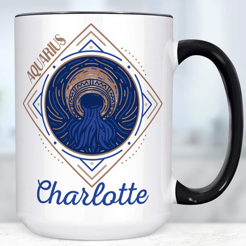 Aquarius Personalized Zodiac Sign Coffee Mug | Custom Horoscope Ceramic Cup | Microwave Dishwasher Safe Aquarius Personalized Zodiac Sign Coffee Mug | Custom Horoscope Ceramic Cup | Microwave Dishwasher Safe