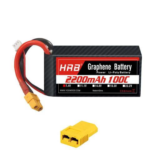HRB 2S 2200mAh Lipo Battery XT60 100C 7.4V Graphene RC Lipo Battery Compatible with RC Car RC Truck RC Boat RC Airplane RC Helicopter