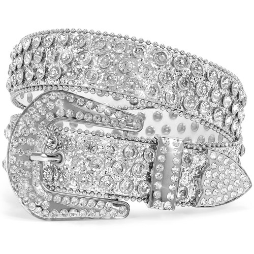 Western Rhinestone Bling Studded BB Simon Cowboy Cowgirl White Belts for Women Girl Men Female Ladies Jeans Pants Dresses Dress with Vintage Silver Buckle(MZSWH-S) Western Rhinestone Bling Studded BB Simon Cowboy Cowgirl White Belts for Women Girl Men Female Ladies Jeans Pants Dresses Dress with Vintage Silver Buckle(MZSWH-S)