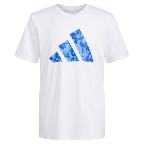 adidas Boys' Moisture-Wicking Athletic T BoS Logo Short-Sleeve Tee Shirts, White Blue Camo