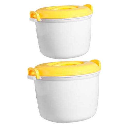 HOMSFOU 2pcs Thermal Rice Cooker Rice Cooker 4 Cup Kitchen Cooking Steamer Lunchbox Warmer Rice and Grain Cooker Mini Rice Cooker Steamer Mini Cooker Heater Micro-wave Oven Travel Plastic
