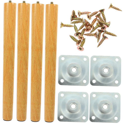 HOMSFOU 1set Solid Wood Table Legs Table Legs 28 Inch Wood Cabinet Foot Round Cabinet Wood Legs Furniture Support Feet Desk Replacement Legs Desk Leg Bed Leg The Bench Sofa Stainless Steel